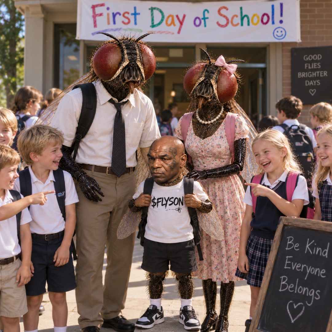 Mike Flyson's first day of school with his fly parents